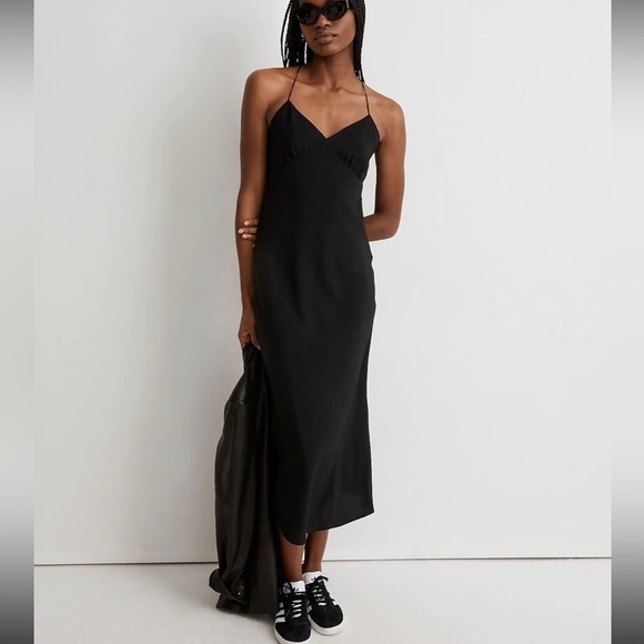 Madewell The Layton Midi Slip Dress NK419 Black - Picture 1 of 9